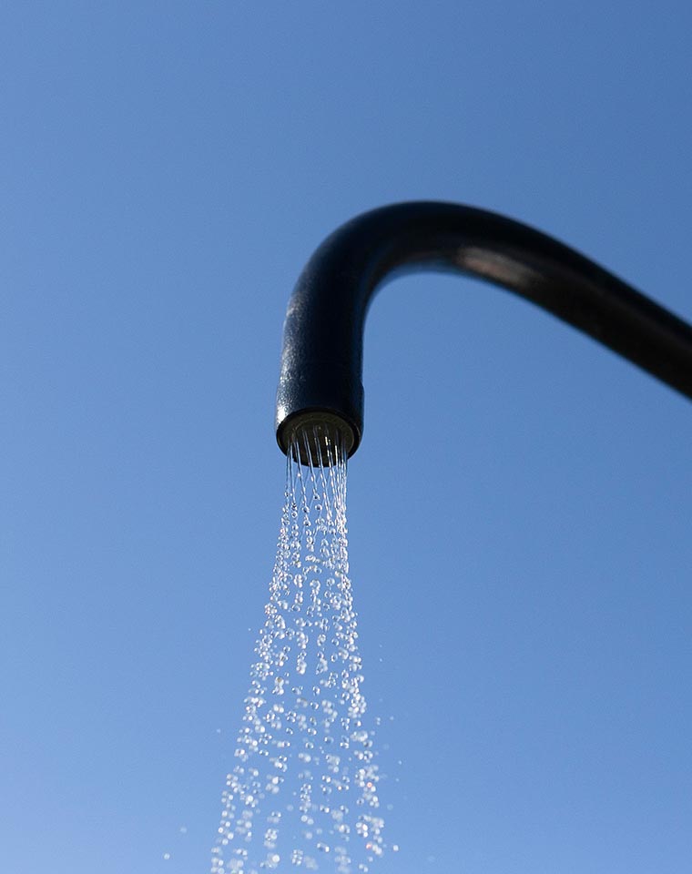 Close-up of the water stream